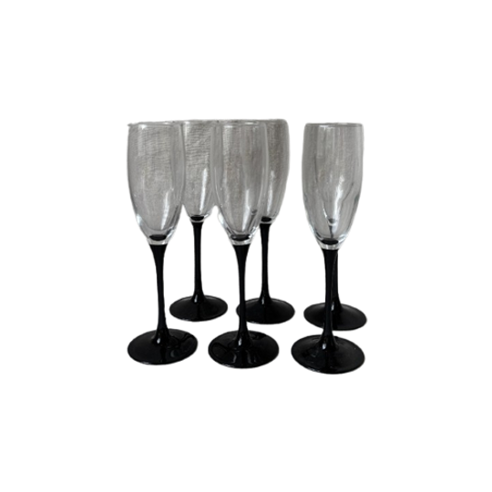 6X Champagne Flute, Zwart, Luminarc 1