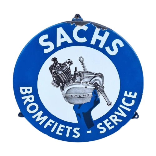 Tof Vintage Emaille Bord Sachs Bromfiets-Service😎