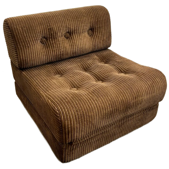 Vintage Fauteuil, Daybed/uitklapbed, Bruin Corduroy, 1970 1