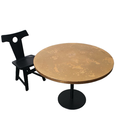 Messing Gepatineerde Tafel Rond Wabi Sabi Gietijzer Voet Pedrali 1