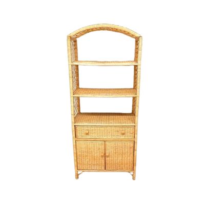 Vintage Rotan Kast Jaren 60 / 70 Riet Wandkast Boekenkast