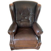 Leren Oor-fauteuil Met Knopen