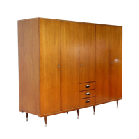 Grote 5-deurs Vintage Design Kledingkast In Teak, Jaren 60
