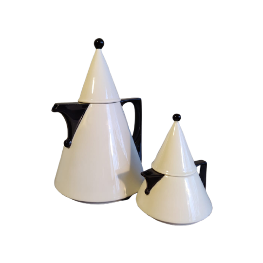 Two Memphis Style Teapots, 80s 1