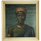 Vladimir Tretchikoff, Zulu Meisje , Zulu Girl, Op Board, Jaren 50/ 60 thumbnail 1