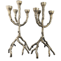 Set Van 2 Aluminium Kandelaars 52 Cm Hoog