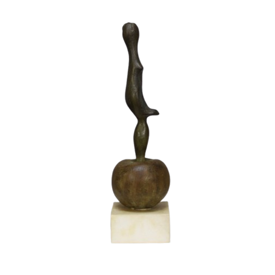 Sculpture Female Figure On Apple By Godfried Pieters 1