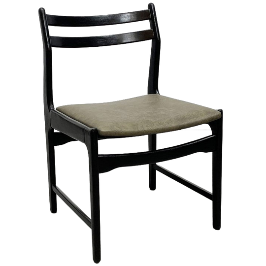 Vintage Houten Mid-century Modern Stoelen Opnieuw Bekleed Met Leer. 1