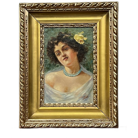 Portret Van Een Jonge Dame. Gesigneerd Nevelli. 1