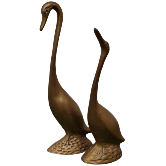 Vintage Messing Beeld Zwanen Of Ganzen, Rosenthal Netter 1
