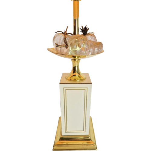 Vintage Le Dauphin Messing Kristal Fruit Tafellamp Regency