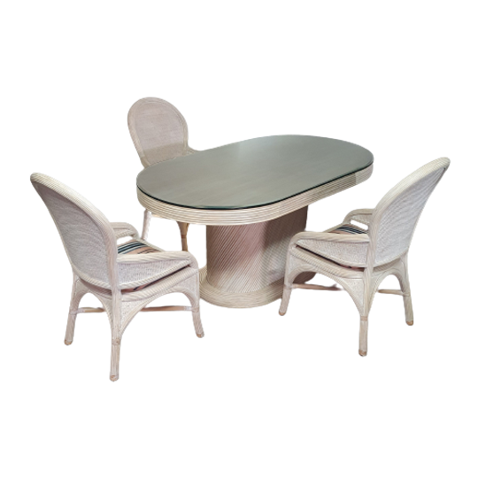 Pensil Reed , Split Reed Table Chairs Dining Set. Wide 160 Depth 92 Height 75 Cm 1