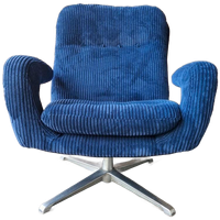 Vintage Fauteuil Nieuw Bekleed Ribstof Draaifauteuil