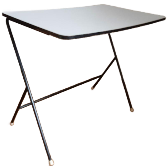 Vintage Bijzettafel Metalen Onderstel Grijs Formica Blad 1