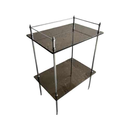 Brass Silver Smoked Glass Side Table