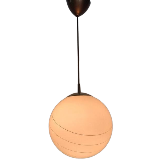 Vintage Opaline Space Age Lamp Met Gouden Randen Globe 1