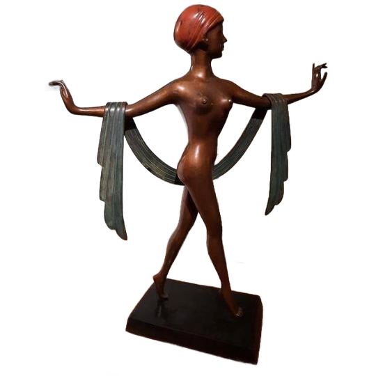 Brons Beeld Dame Met Sjaal 1