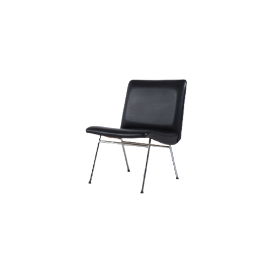 Danish Architectural Chair In Black Vinyl From 1960’s 1