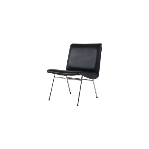 Danish Architectural Chair In Black Vinyl From 1960’S