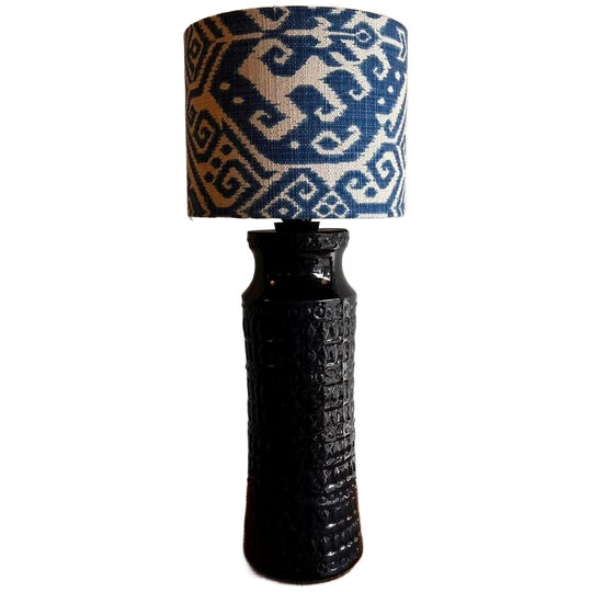 Diep Blauwe Keramiek Lampvoet West Germany Vintage 1