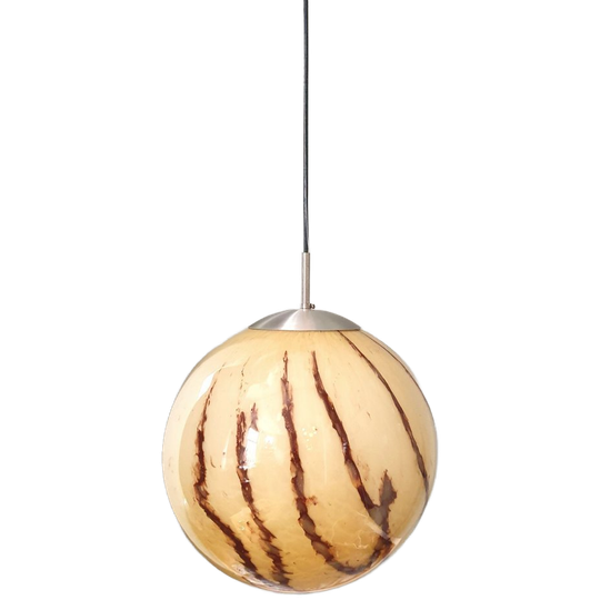 Art Deco Vintage Hanglamp Van Gemarmerd Glas - Large 1