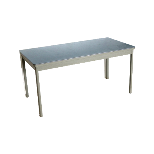Vintage Gispen Eettafel / Bureau Met Blauw Blad Gemaakt In De Jaren '70 1