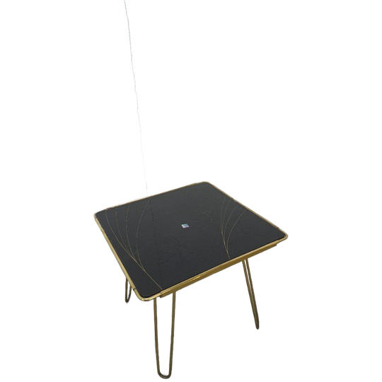 Bijzettafel Met Messing En Zwart Glazen Blad, Plantentafel Nr. 23 1