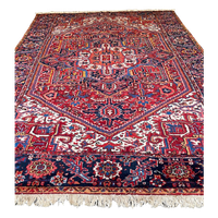 Perzisch Heriz Vloerkleed Handgeknoopt 245X345Cm - Vintage Tapijt Rood Blauw - Reliving