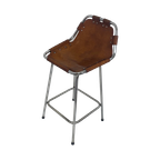 Charlotte Perriand - Bar Stool Model ‘Les Arcs’ - High Back - Leather Seating On Chrome Base thumbnail 1