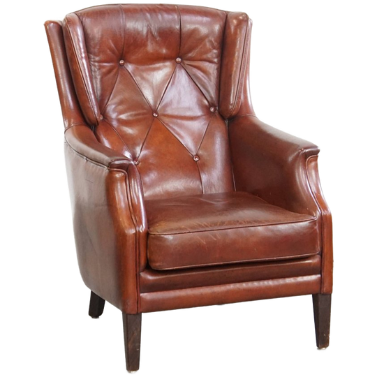 Chesterfield Fauteuil Gemaakt Van Schapenleer Met Een Warme En Karaktervolle Uitstraling 1