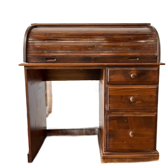 Vintage Houten Bureau Met Rolluik – Retro Stijl 1