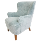 Vintage Artifort Fauteuil Licht Blauwe Ribstof Theo Ruth thumbnail 1