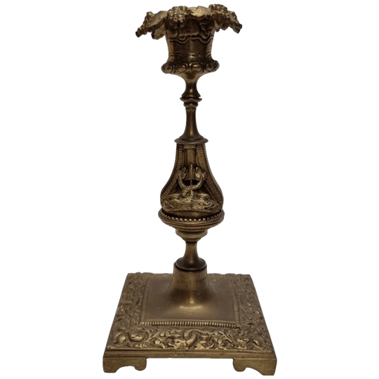 Oude Franse Messing Kandelaar 1