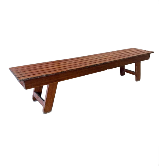 Lange Houten Vintage Lattenbank 1