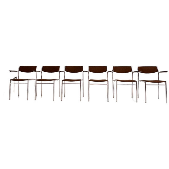 Set Van 6 Stapelbare Stoelen Van Gijs van der Sluis, 1970’s 1