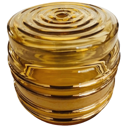 Art Deco Sieradendoosje Glas Amberkleurig Goud 1950’s 1