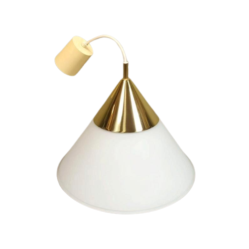 Vintage Melkglas En Goud Hanglamp, Glashutte Limburg