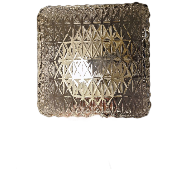Vintage Guro Jaren '70 Plafondlamp Plafonnière Glas Vierkant 1