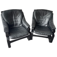 Svend Skipper Mobler Vintage Zwarte Leren Lounge Stoelen ‘apollo’