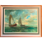 Ml Middelhoek (Geb.1898). Schilderij "Noordzee". thumbnail 1