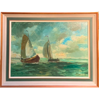 Ml Middelhoek (Geb.1898). Schilderij "Noordzee".