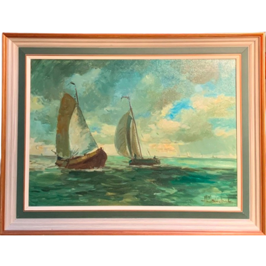 Ml Middelhoek (geb.1898). Schilderij "noordzee". 1
