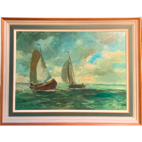 Ml Middelhoek (Geb.1898). Schilderij "Noordzee".