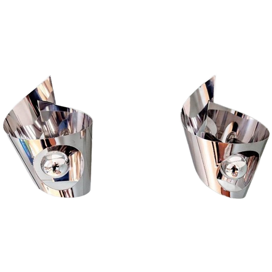 Paar Chromen Metalen Schansen, Space Age-ontwerp, 1970 1
