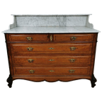 Vintage Frans Dressoir Commode, Ladekast Badkamermeubelmet Marmer Blad 311 thumbnail 1