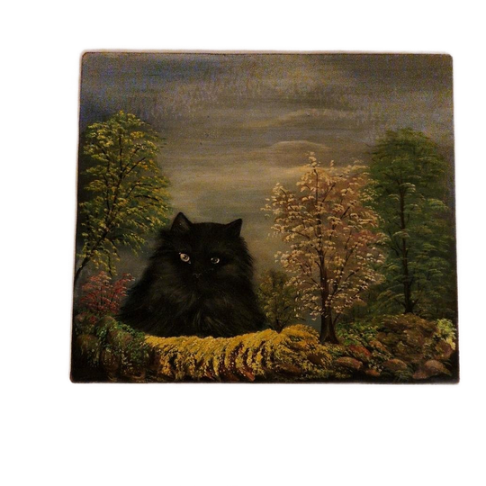 Olieverf Op Hardboard Schilderij Poes Victoriaanse Stijl 1