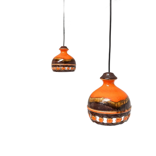 Set Van 2 Keramieken Plafondlampen Van Pan Leuchten, 1970's 1