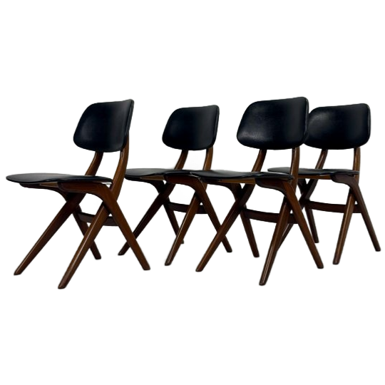 Set Vintage Scissor Chairs Louis van Teeffelen 1