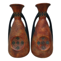 Set Vintage Gothische Roodbruine Amphoras/Vazen Oostenrijk