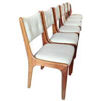 Vintage Set Van 6 Teakhouten Deense Eetkamerstoelen